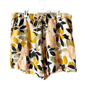 Rachel Zoe Shorts Women's 2X Jungle Print Tropical Botanical 100% Linen